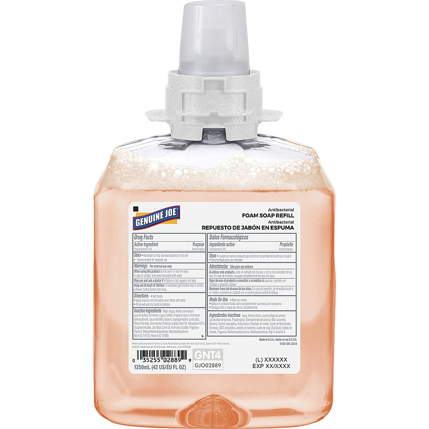 Genuine Joe Antibacterial Foam Soap Refill Orange Blossom Scent - 1.32 quart - Bacteria Remover - Hand, Skin - Antibacterial - Orange - 1 Each (GJO02889)