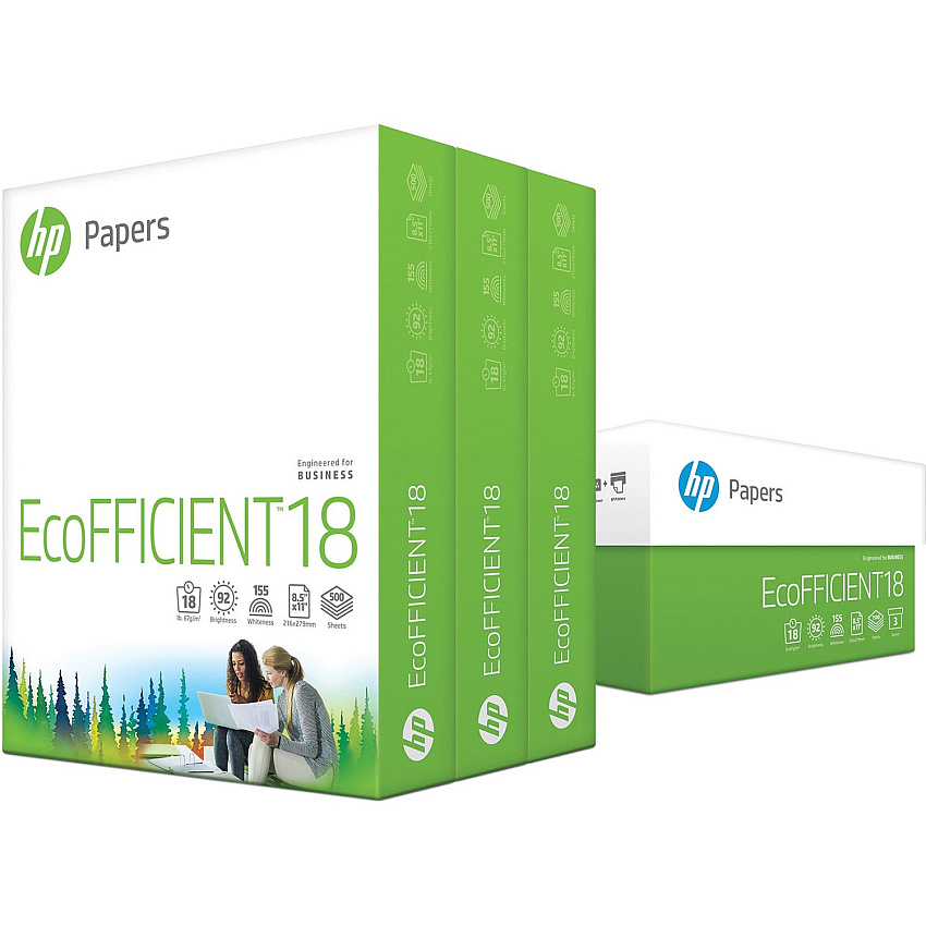 HP Papers EcoFFICIENT18 Paper 92 Brightness - Letter - 8 1/2" x 11" - 18 lb Basis Weight - 3 / Carton (088400)