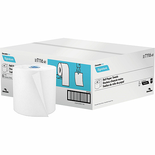 Cascades Hand Towel Roll For Tandem&reg; 7.50" Width x 775 ft Length - White - Paper - 6 / Carton (T116)