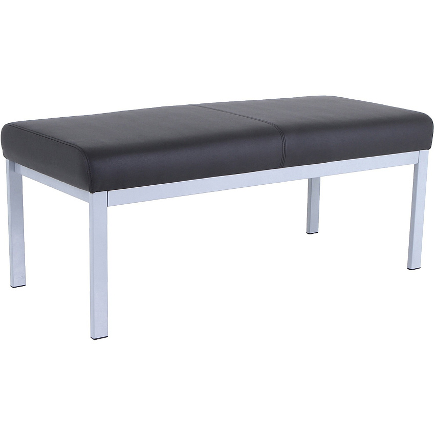 Lorell Healthcare Reception Guest Bench Silver Frame Color - Powder Coated Steel Frame Material - Four-legged Base - Black - Vinyl - 1 Each (LLR66999)