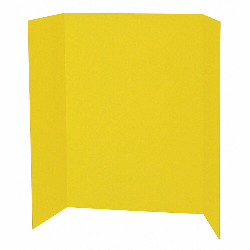 Pacon Single Wall Presentation Board 48" Board Height x 36" Board Width - Yellow Surface - Tri-fold, Recyclable, Corrugated - 4 / Carton (P3769)