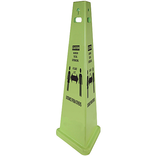 Impact TriVu Social Distancing 3 Sided Safety Cone Print/Message "Caution Maintain Social Distancing" - 40" Height x 14.8" Depth - Cone Shape - Three-sided, UV Protected - Plastic - Fluorescent Yellow - 1 Each (9140SD)