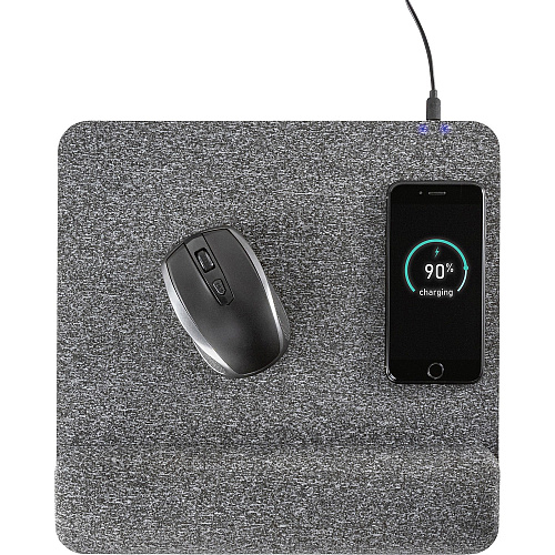Allsop PowerTrack Plush Wireless Charging Mousepad - 1.85" Height x 11.60" Width - Gray - Memory Foam - Mouse - Retail - 1 Each (32304)