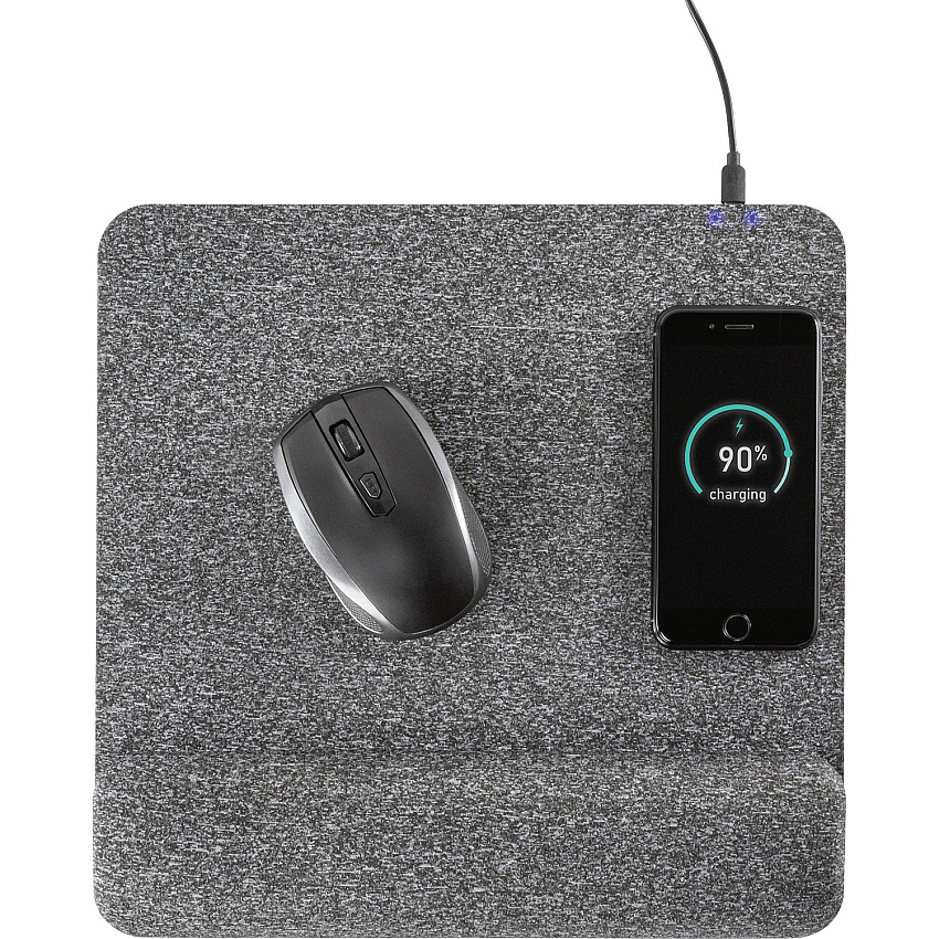 Allsop PowerTrack Plush Wireless Charging Mousepad - 1.85" Height x 11.60" Width - Gray - Memory Foam - Mouse - Retail - 1 Each (32304)