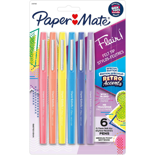 Paper Mate Flair Felt Pen, Medium Point, Black Ink, Dozen (8430152)