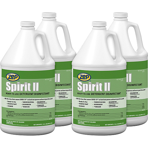 Zep Spirit II Detergent Disinfectant Ready-To-Use - 128 fl oz (4 quart) - Deodorant, Easy to Use, Non-porous - Multi Bottle - 4 / Carton (67923CT)