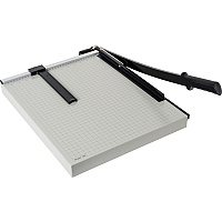 Dahle Vantage 18e Guillotine Paper Trimmer 15 Sheet Cutting Capacity - 18" Cutting Length - 2.5" Height x 26" Width x 15.5" Length - Sturdy, Spring-action Handle, Adjustable Back Stop, Alignment Grid - Metal - Gray - 4 / Carton (40018)