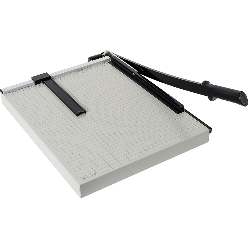 Dahle Vantage 18e Guillotine Paper Trimmer 15 Sheet Cutting Capacity - 18" Cutting Length - 2.5" Height x 26" Width x 15.5" Length - Sturdy, Spring-action Handle, Adjustable Back Stop, Alignment Grid - Metal - Gray - 4 / Carton (40018)