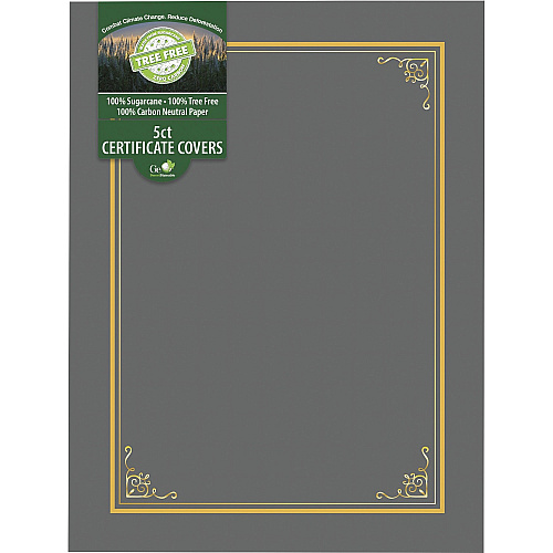 FranklinCovey Geographics Letter Certificate Holder 8 1/2" x 11" - Gray - 5 / Pack (49114)