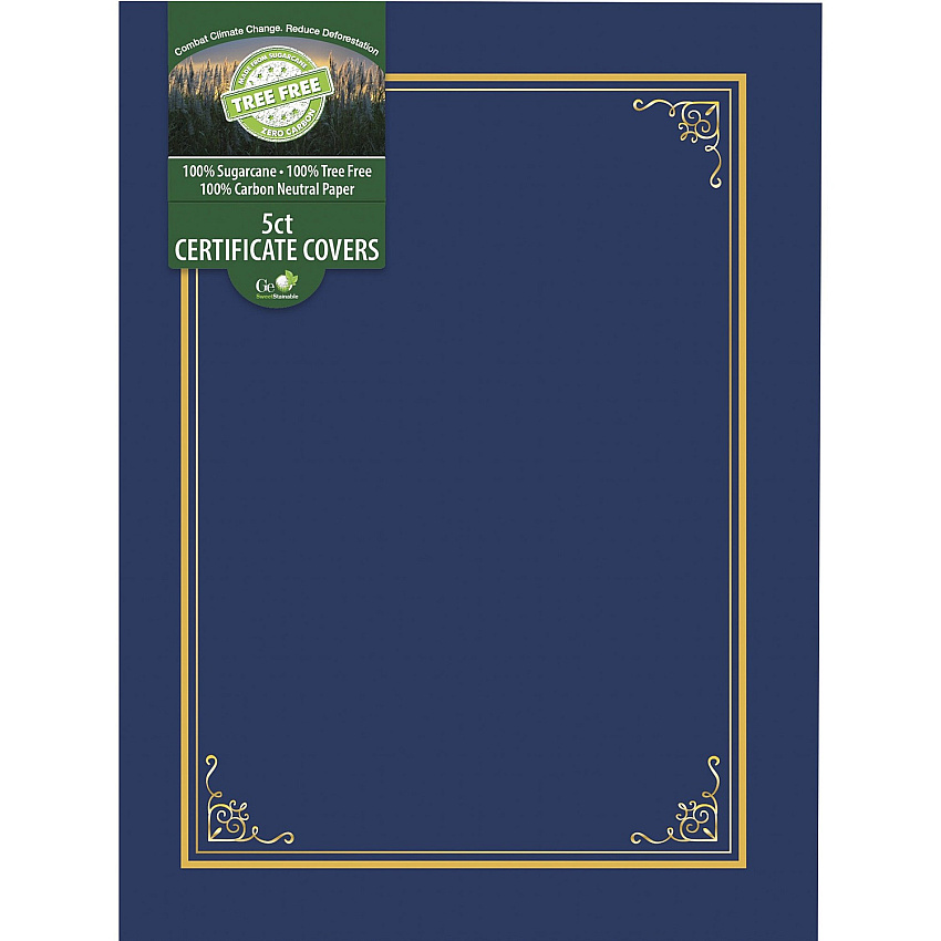 FranklinCovey Geographics Letter Certificate Holder 8 1/2" x 11" - Navy - 5 / Pack (49017)