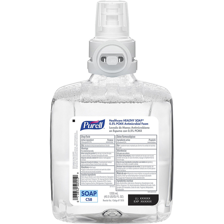 PURELL&reg; CS8 HEALTHY SOAP&trade; 0.5% PCMX Antimicrobial Foam Floral Scent - 1.27 quart - Hand, Skin - Clear - Anti-irritant - 2 / Carton (787802)