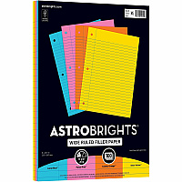 Astrobrights Filler Paper 100 Sheets - Wide Ruled Front Ruling - 3 Hole(s) - 24 lb Basis Weight - 8