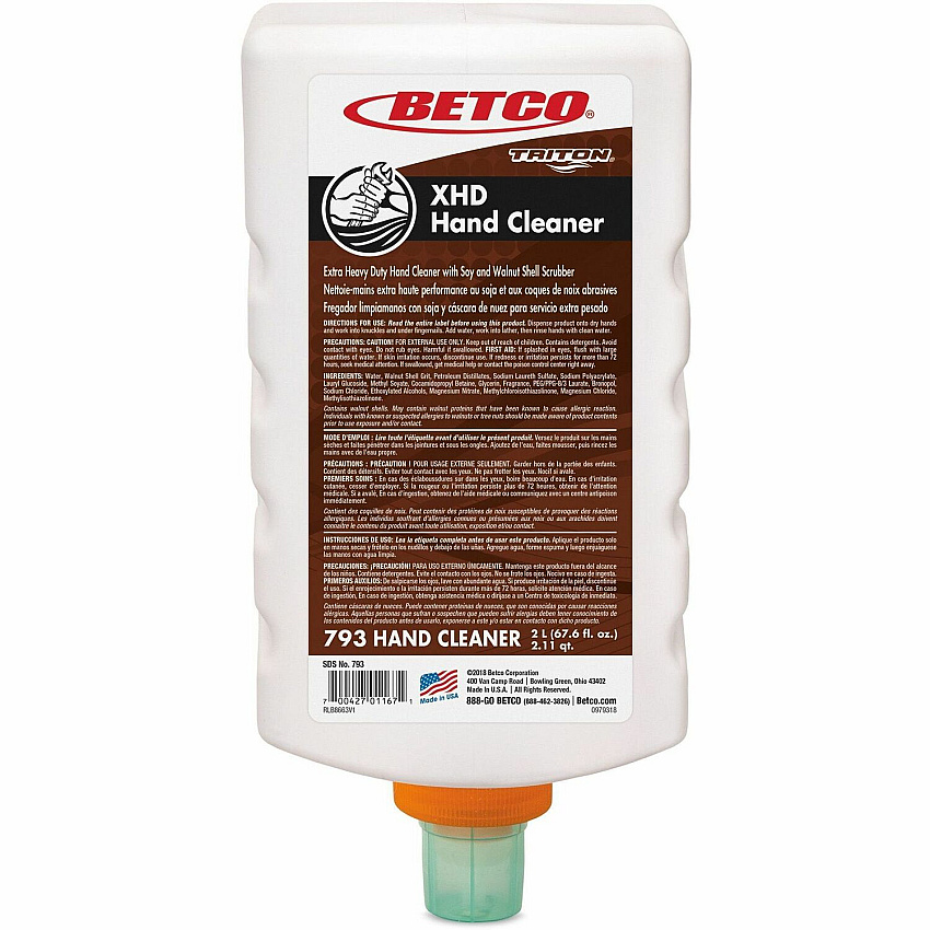 Betco Xd-793 Lotion Hand Soap, Nutty Scent, 67.62 Oz, Carton Of 6 Bottles 2.11 quart - Bottle Dispenser - Grease Remover, Oil Remover, Carbon Remover, Tar Remover - Hand - Light Beige - Crack Resistant - 6 / Carton (7936200)