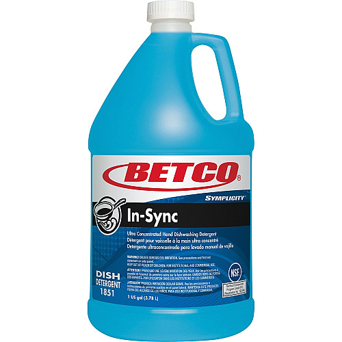 Betco Symplicity In-Sync Dishwashing Detergent Concentrate - 128 fl oz (4 quart) - Fresh Ozonic Scent - Blue - 1 Each (18510400)