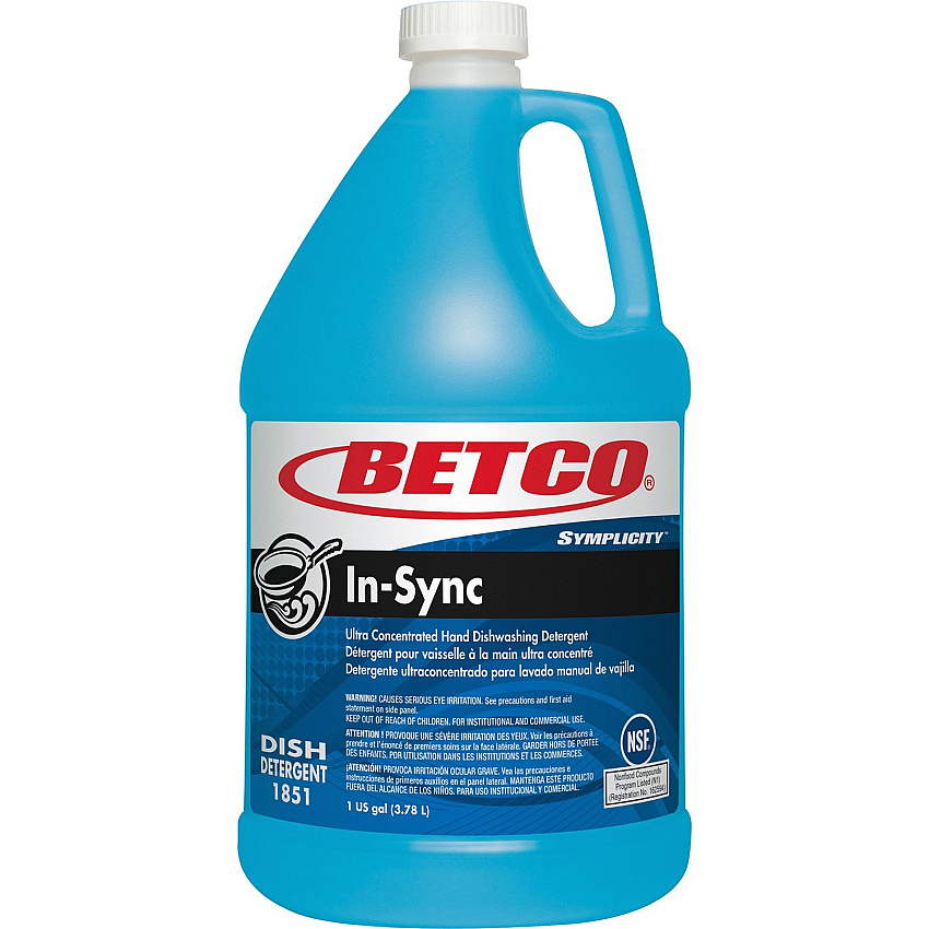 Betco Symplicity In-Sync Dishwashing Detergent Concentrate - 128 fl oz (4 quart) - Fresh Ozonic Scent - Blue - 1 Each (18510400)