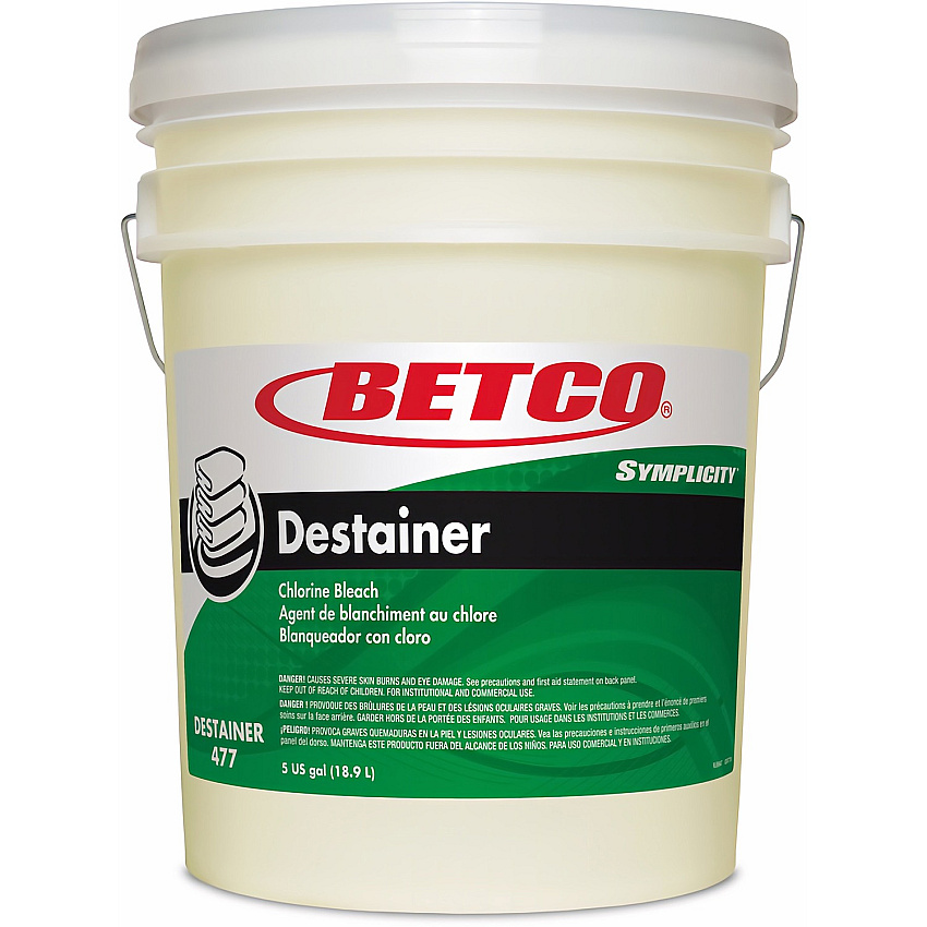 Betco Symplicity Destainer, 640 Oz Pail, Amber Ready-To-Use - 864 oz (54 lb) - Unscented, Stain Resistant, Spill Resistant - Amber, Orange - 1 Each (4777800)