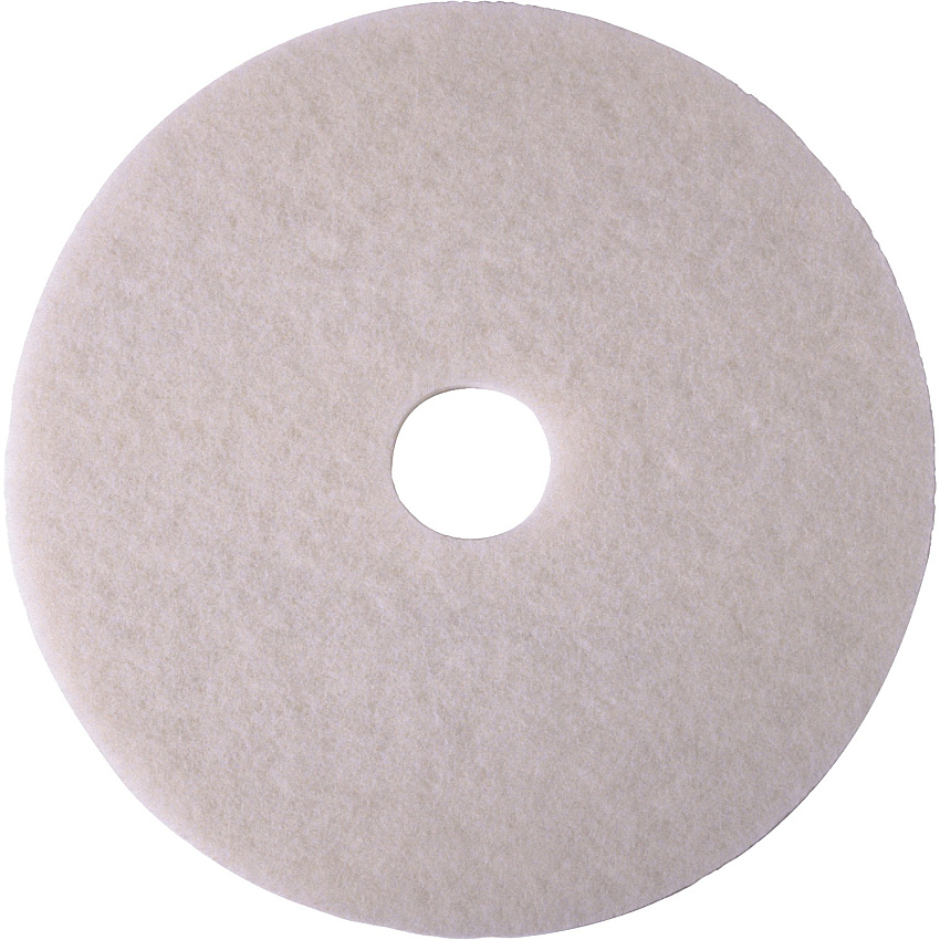 3M White Super Polish Pad 4100 Round14" Diameter x 1" Thickness - Floor, Buffing, Polishing - Ceramic Tile, Concrete, Linoleum, Marble, Vinyl Composition Tile (VCT), Vinyl, Wood Floor - 175 rpm to 600 rpm Speed Supported - Durable, Scuff Mark Re (4100N14)
