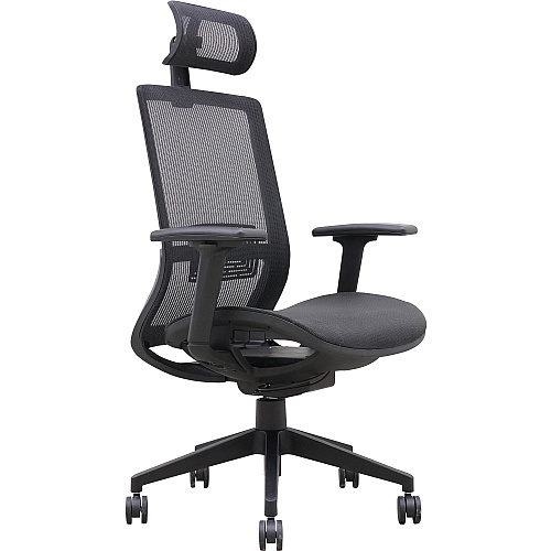 Lorell Mesh High-Back Task Chair With Headrest Black - Armrest - 1 Each (LLR03208)