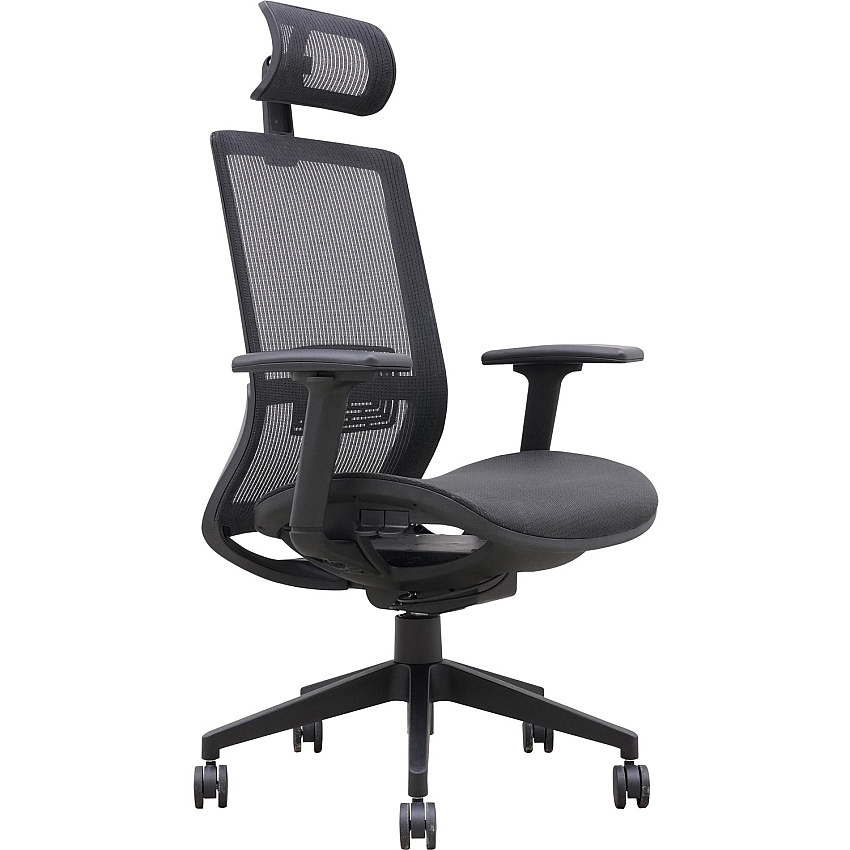 Lorell Mesh High-Back Task Chair With Headrest Black - Armrest - 1 Each (LLR03208)