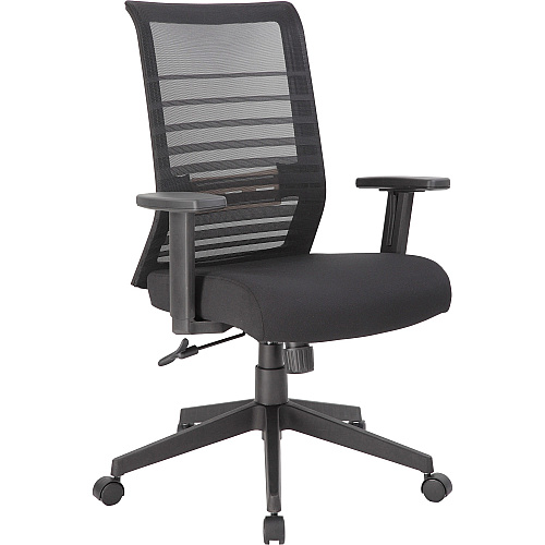 Lorell Horizontal Mesh High-Back Task Chair Fabric Seat Material - Black - Armrest - 1 Each (LLR00590)
