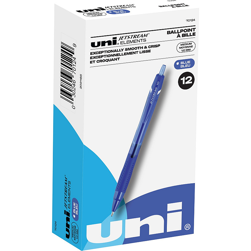 uni-ball uni&reg; Jetstream Elements Ballpoint Pen 1 mm Medium Pen Point - Blue Ink - Gel-based - 1 Dozen (70124)