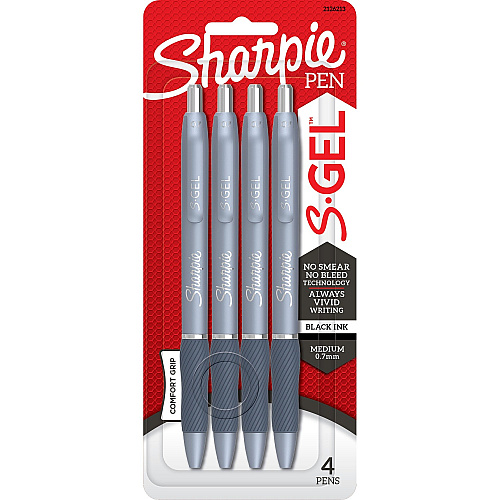 Sharpie S-Gel Pens 0.7 mm Pen Point - Black Ink - Gel-based - Fashion Blue Barrel - 4 / Pack (2126213)