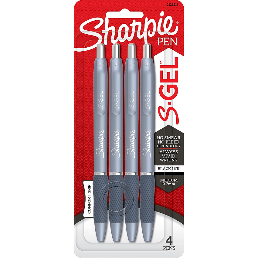 Sharpie S-Gel Pens 0.7 mm Pen Point - Black Ink - Gel-based - Fashion Blue Barrel - 4 / Pack (2126213)