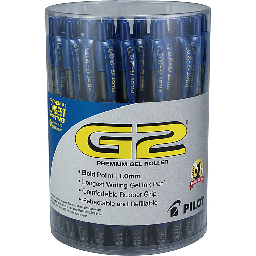 G2 1.0mm Gel Pens 1 mm Bold Pen Point - Refillable - Retractable - Blue Ink - Gel-based - Clear Barrel - 36 / Pack (84099)