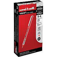 uni-ball uniball&trade; Vision Rollerball Pen 0.38 mm Ultra Micro Pen Point - Red Ink - 1 Dozen (70133)