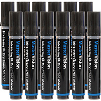 Bi-silque Inkstring XL Dry Erase Markers 3 mm Bullet Marker Point - Erasable - Black Ink - Gel-based - 12 / Pack (PE4301)