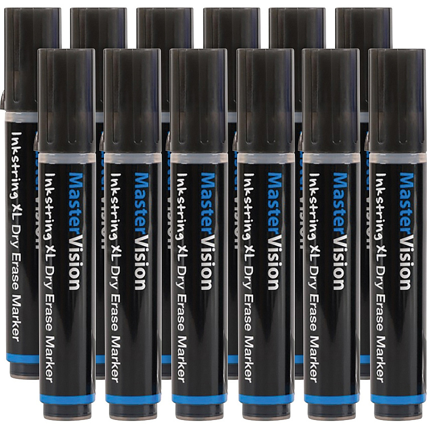 Bi-silque Inkstring XL Dry Erase Markers 3 mm Bullet Marker Point - Erasable - Black Ink - Gel-based - 12 / Pack (PE4301)