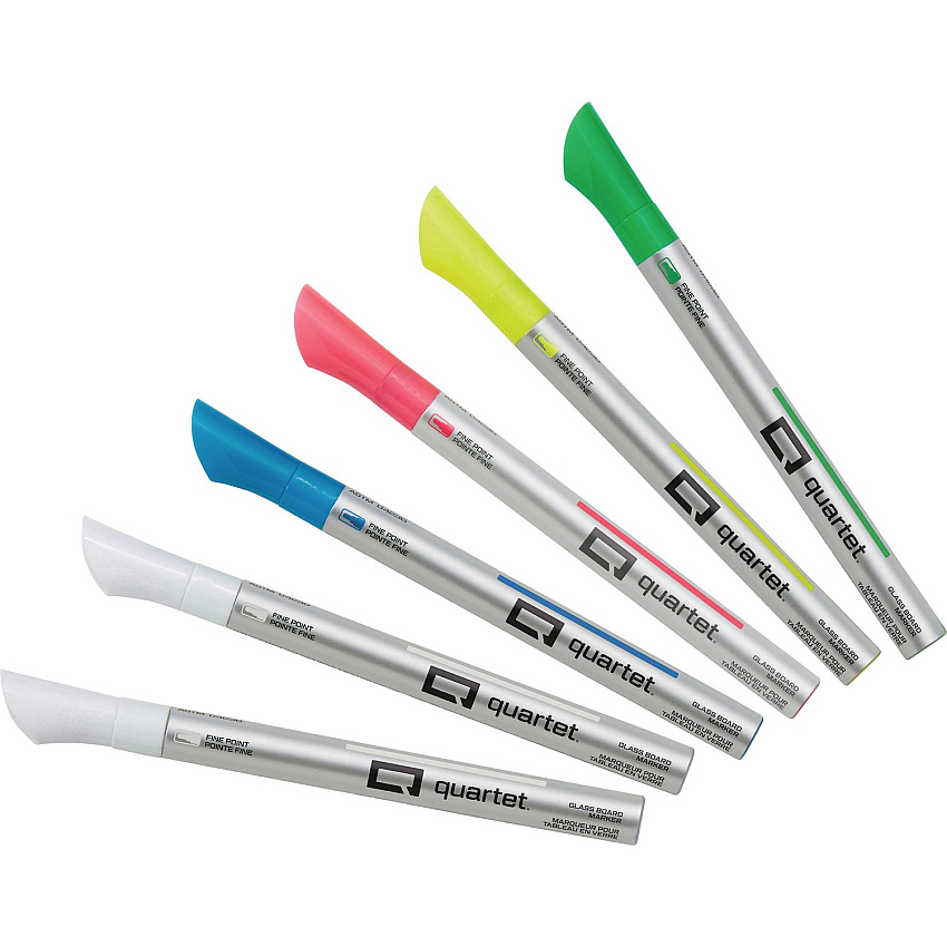 Quartet Glass Board Fine Tip Neon Markers Fine Marker Point - Assorted Neon Ink - Liquid - 6 / Pack (79558Q)