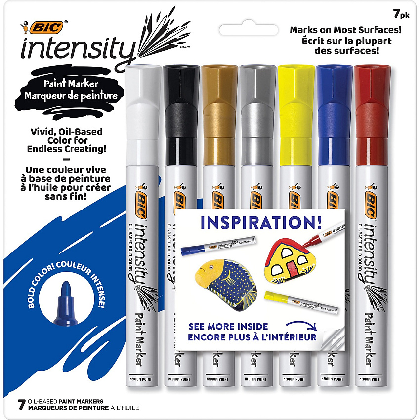 BIC Intensity Paint Marker Bullet Marker Point - Assorted Ink - Oil Based - 7 / Pack (PMPTP71AST)