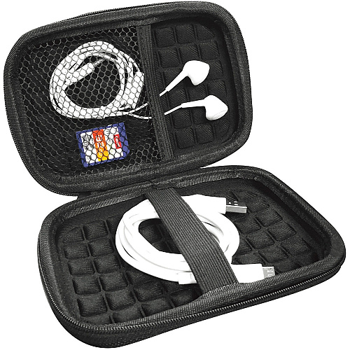 Maxell Mobile Storage Case External Dimensions: 4.5" Length x 1.5" Width x 6.8" Height - Zipper Closure - Black - For Electronic Components, Plug, Connector, Cable - 1 Each (195515)