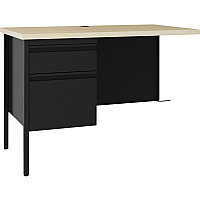 Lorell Fortress Series Left-Pedestal Return 24" Height x 42" Width x 29.5" Depth, 0.7" Height Modesty Panel, 1.1" Thickness Top - Single Pedestal on Left Side - Square Edge - Material: Steel - Finish: Black - 1 Each (LLR03150)