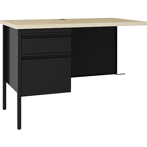 Lorell Fortress Series Left-Pedestal Return 24" Height x 42" Width x 29.5" Depth, 0.7" Height Modesty Panel, 1.1" Thickness Top - Single Pedestal on Left Side - Square Edge - Material: Steel - Finish: Black - 1 Each (LLR03150)