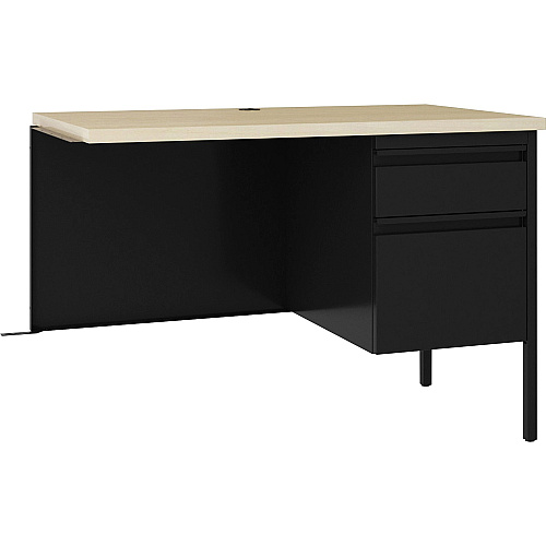 Lorell Fortress Series Right-pedestal Return 24" Height x 42" Width x 29.5" Depth, 0.7" Height Modesty Panel, 1.1" Thickness Top - Single Pedestal on Right Side - Square Edge - Material: Steel - Finish: Black - 1 Each (LLR03140)
