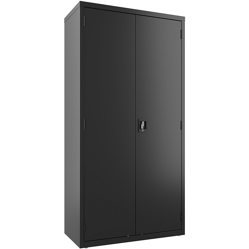 Lorell Wardrobe Storage Cabinet 36" Width x 18" Depth x 72" Height - 2 x Shelf(ves) - Durable, Welded, Recessed Handle, Removable Lock, Locking System, Adjustable Shelf - Black - Steel - Recycled (LLR03088)