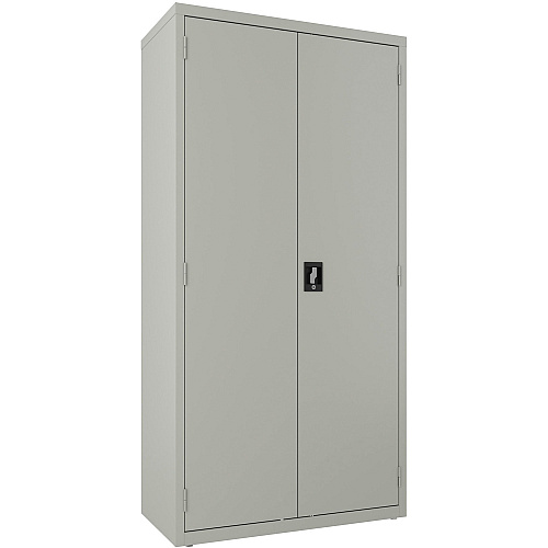 Lorell Wardrobe Storage Cabinet 36" Width x 18" Depth x 72" Height - 2 x Shelf(ves) - Durable, Welded, Recessed Handle, Removable Lock, Locking System, Adjustable Shelf - Light Gray - Steel - Recycled (LLR03089)