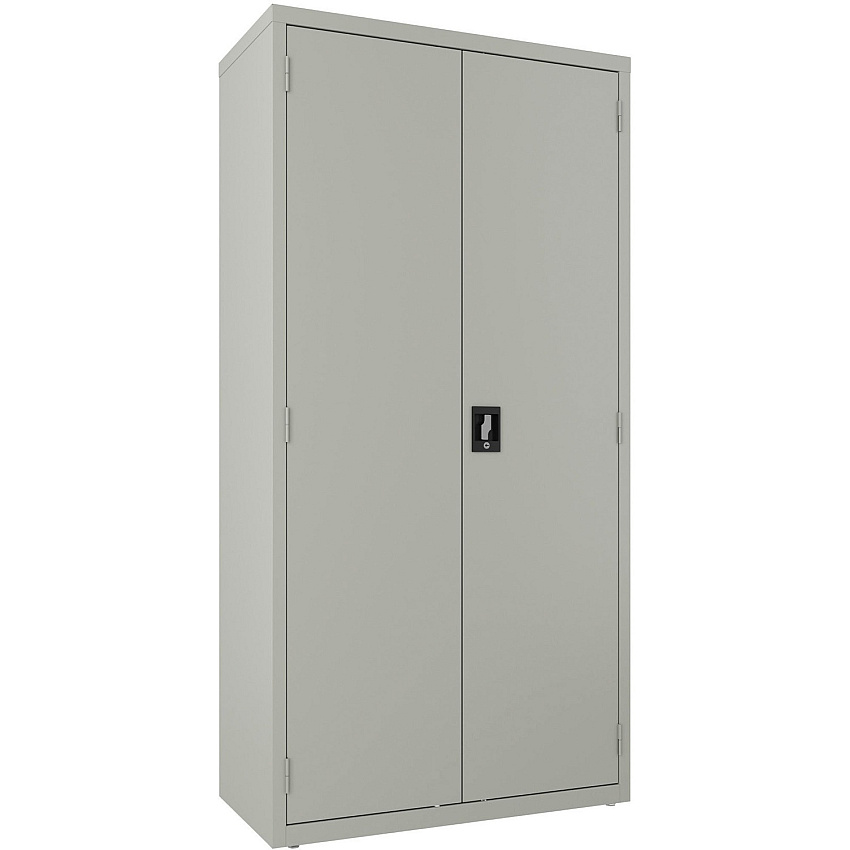 Lorell Wardrobe Storage Cabinet 36" Width x 18" Depth x 72" Height - 2 x Shelf(ves) - Durable, Welded, Recessed Handle, Removable Lock, Locking System, Adjustable Shelf - Light Gray - Steel - Recycled (LLR03089)