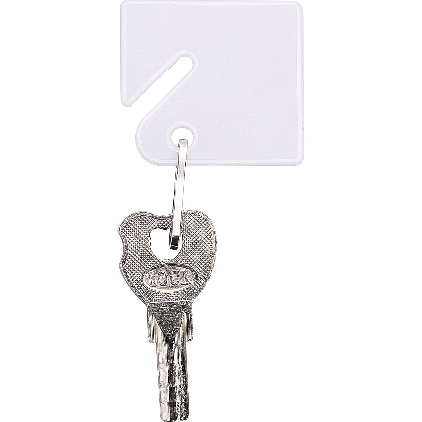 Sparco Square Key Tags 4.75" Length x 1.40" Width - Square - Hook Fastener - Plastic - White - 20 / Pack (02887)