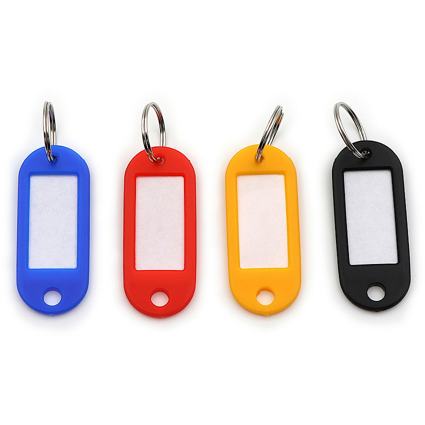 CARL Split Ring Key Tags 3" Length x 3" Width - Ring Fastener - Plastic - Assorted - 20 / Pack (81020)