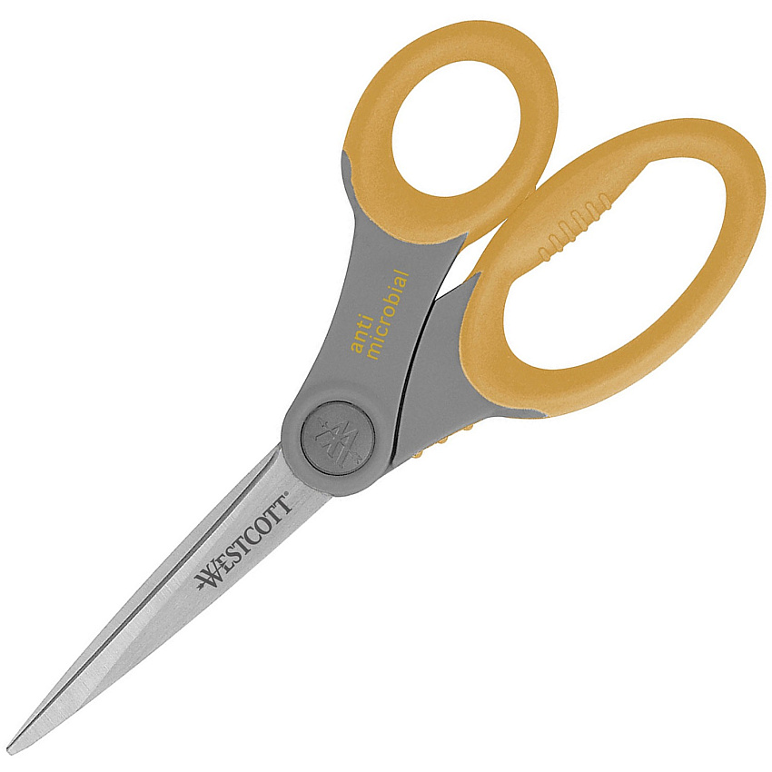 Westcott 8" Titanium Bonded Antimicrobial Scissors Left/Right - Titanium - Straight Tip - Gray/Yellow - 1 Each (17805)