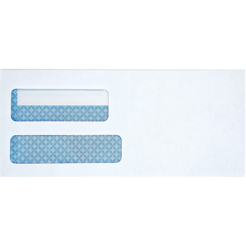 Business Source Double Window #10 Envelopes Double Window - #10 - 24 lb - Self-sealing - White - 500 / Box (BSN03141)