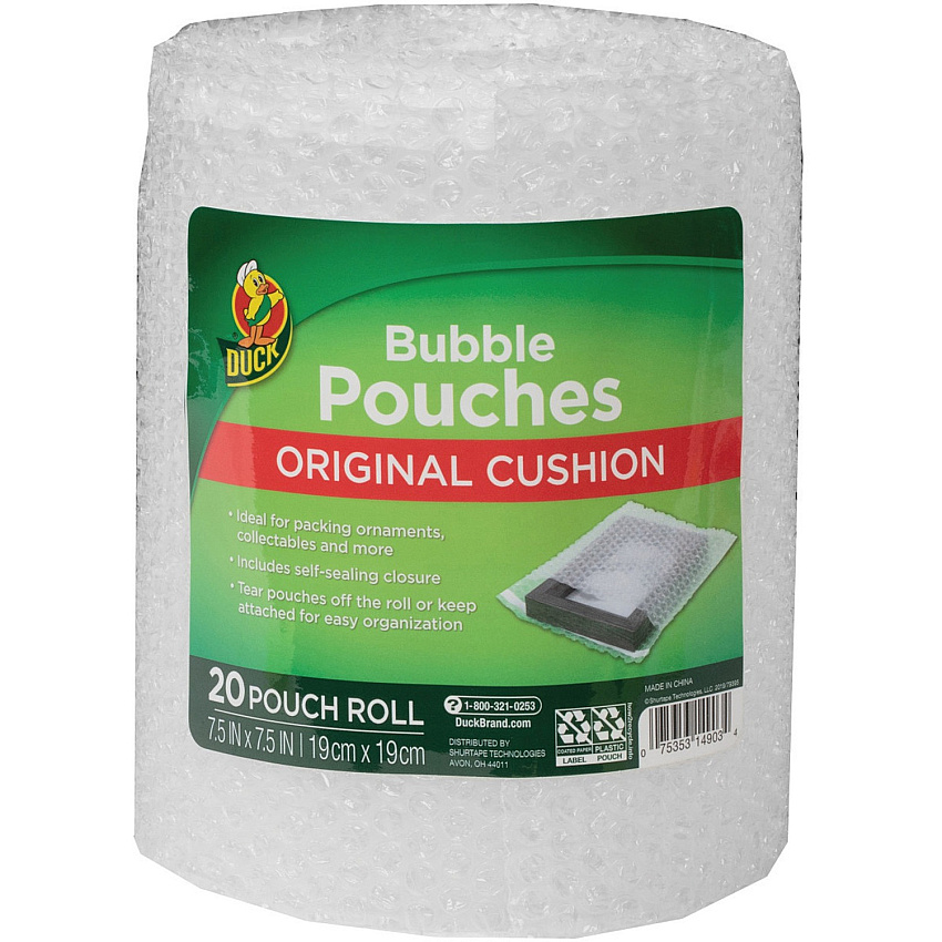 Duck Bubble Pouch Mailers 7.50" Width - Self-sealing, Moisture Proof, Easy to Use - Clear - 20 / Pack (285741)