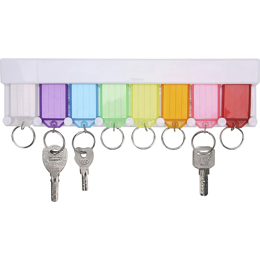 Sparco Wall Mount Key Rack 8 x Key Tag - 2.80" Height x 10.50" Width x 0.50" Length - Assorted - 1 Set (02880)
