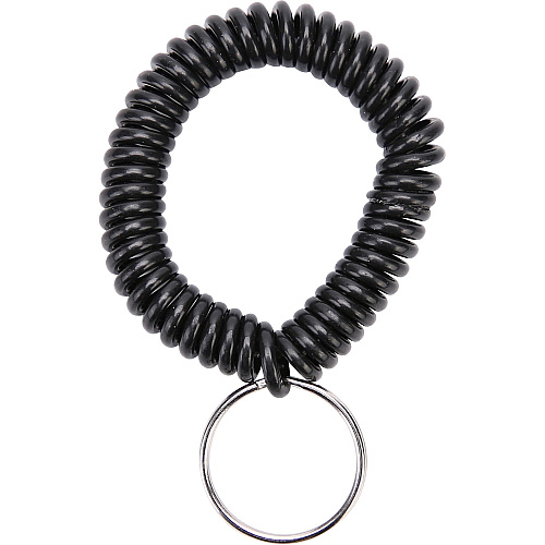 Sparco Split Ring Wrist Coil Key Holders 2.1" Height x 2.1" Width x 2.4" Length - Black - 6 / Pack (02882)