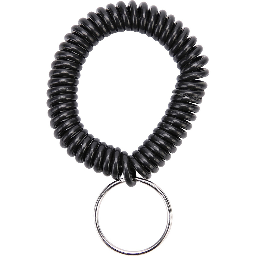 Sparco Split Ring Wrist Coil Key Holders 2.1" Height x 2.1" Width x 2.4" Length - Black - 6 / Pack (02882)
