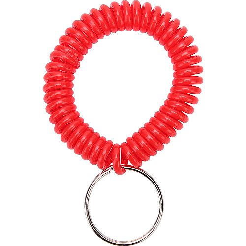 Sparco Split Ring Wrist Coil Key Holders 2.1" Height x 2.1" Width x 2.4" Length - Red - 6 / Pack (02883)