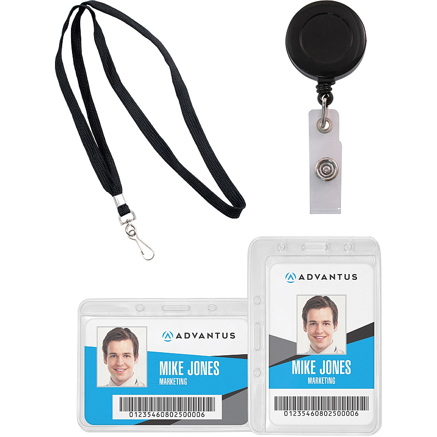 Advantus Badge Holder Horizontal/Vertical - Assorted, Clear - 24 / Pack (97769)